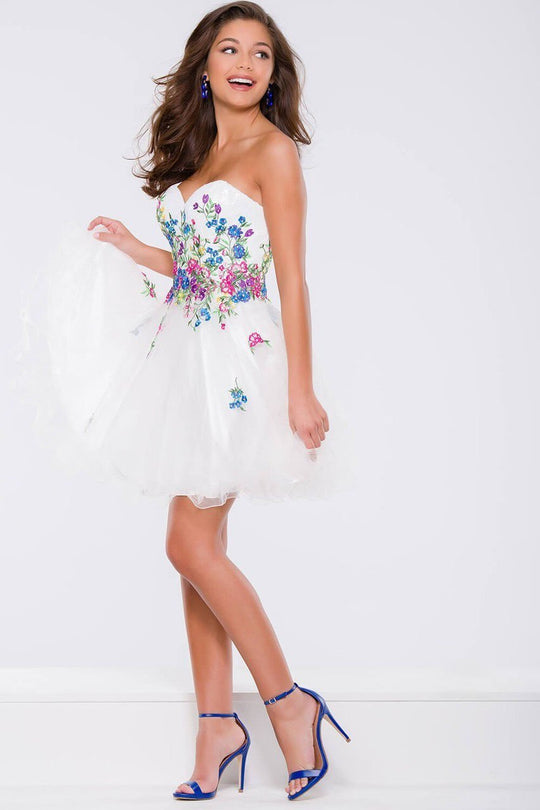 JVN42612 Strapless Floral Cocktail Dress