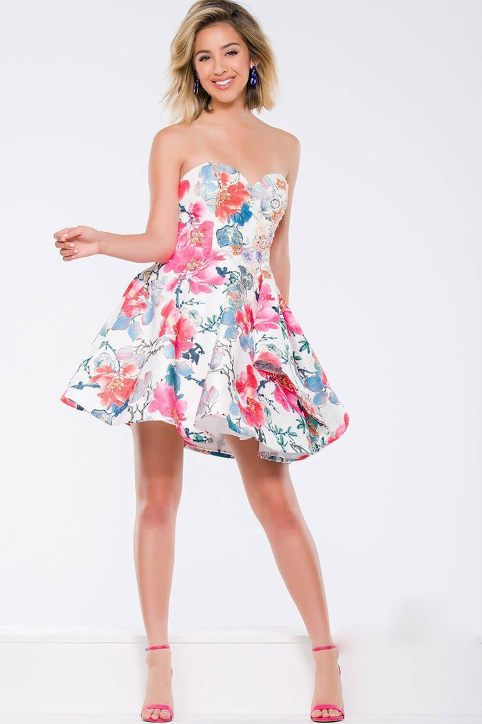 Charming Multi-Color Print Short Dress JVN45669