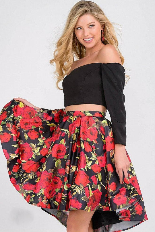 Off Shoulder Two Piece Long Sleeve Dress JVN47304