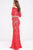 JVN47896 Quarter Sleeve Scalloped Off Shoulder Lace Gown
