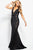 JVN53160 Lace Paneled Plunging Sheath Gown