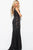 JVN53160 Lace Paneled Plunging Sheath Gown