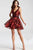 JVN53382 Embroidered Deep V-Neck A-Line Dress