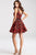 JVN53382 Embroidered Deep V-Neck A-Line Dress