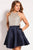JVN57782 Crystal Beaded Bodice Satin A-Line Dress
