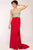 Jovani - Crystal-Crusted V-Neck Long Sheath Gown in Red