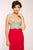 Jovani - Crystal-Crusted V-Neck Long Sheath Gown in Red