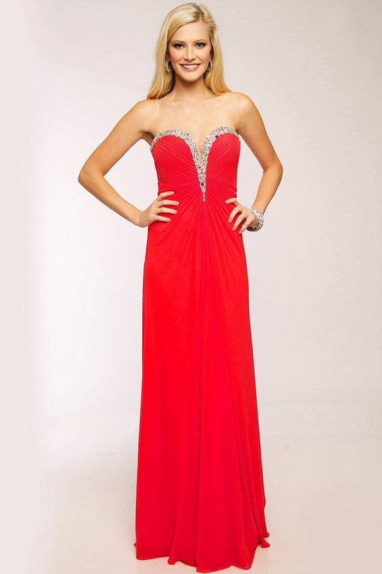 Bejeweled Ruched Sweetheart Chiffon A-line Dress JVN90365