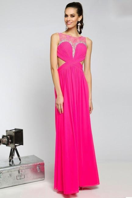 Sheer and Ruched Bodice A-line Evening Dress  JVN94209