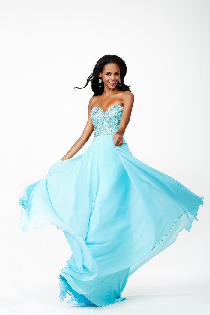JVN98311 Strapless Crystal Ornate Bodice Gown