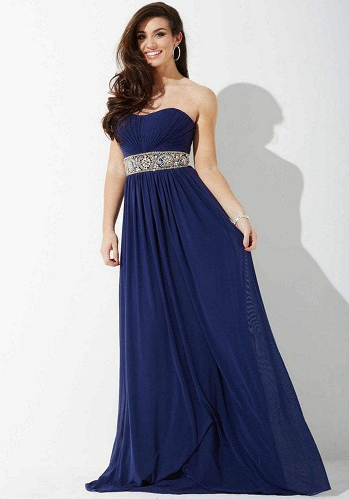JVNP37074 Ruched Strapless Chiffon Evening Dress