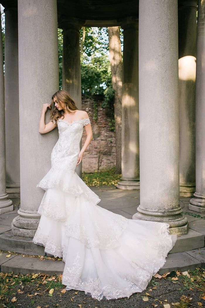 JB47701 Off the Shoulder Embroidered Mermaid Bridal Gown