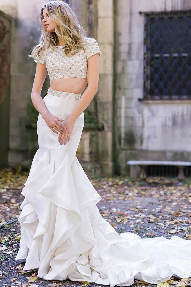 JB47707 Two Piece Beaded Bodice Bridal Gown