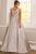 Jovani V-neck Beaded Satin Ballgown 25190 In Silver