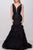 31033 Feathered Deep V-neck Mermaid Dress