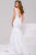 31033 Feathered Deep V-neck Mermaid Dress