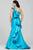 Sleek Asymmetrical Ruffled Mermaid Satin Gown 34068