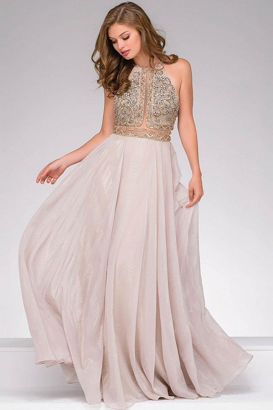 Chiffon Beaded Bodice Prom Dress 41597