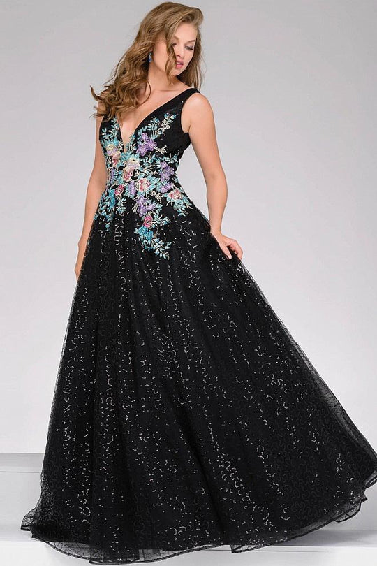 V-Neck Embroidered Prom Ballgown 41660