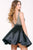 Crystal Embellished V-Neck A-Line Satin Cocktail Dress 42760