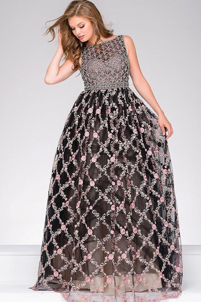 Prom Ballgown With Floral Appliques 45732