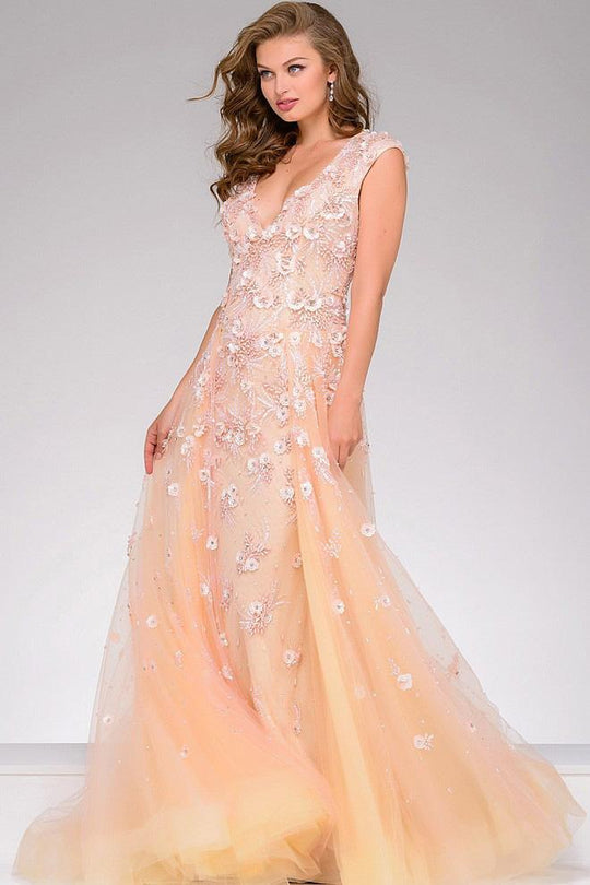 Lace Applique Sleeveless Pageant Dress 45825