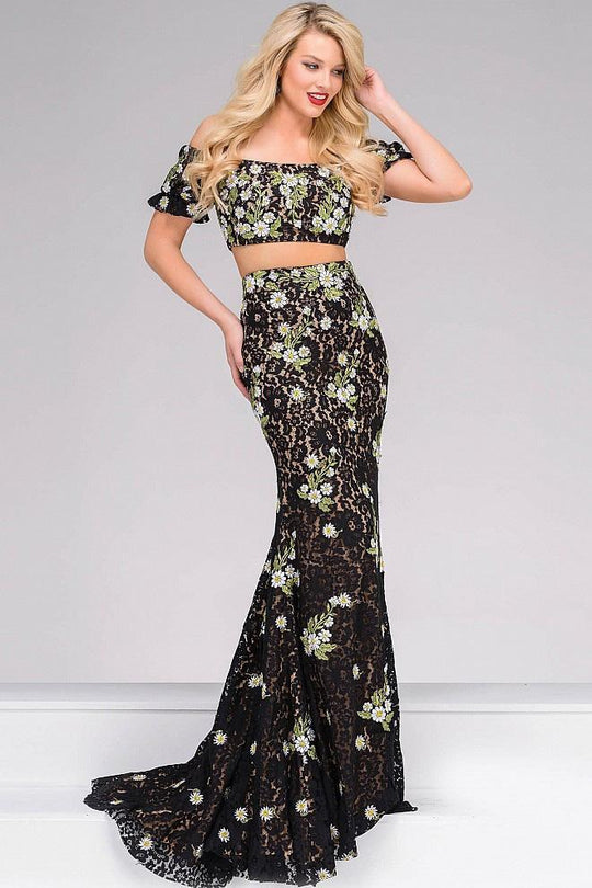Off the Shoulder Two-Piece Prom Dress 48898