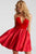52108 Strapless V Neck Pleated Cocktail Dress
