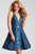 52154 Sleeveless Plunging Floral Cocktail Dress