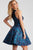 52154 Sleeveless Plunging Floral Cocktail Dress