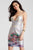 52226 Sleeveless Plunging Multi-Colored Cocktail Dress