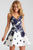 Jovani Jeweled Contrast Lace A-Line Cocktail Dress - 1 pc Ivory/Navy In Size 14 Available in White and Blue
