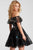 Jovani - Ruffled Off-Shoulder Floral Beaded Cocktail Dress 54430 In Black and Multi-Color