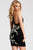 54453 Floral Applique V Neck Short Dress