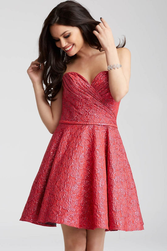 54897 Strapless Sweetheart Brocade Cocktail Dress