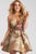 54992 Plunging Floral Printed Cocktail Dress