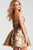 54992 Plunging Floral Printed Cocktail Dress