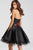 55136 Strapless Rose Applique Cocktail Dress