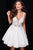 Jovani - Lace V-Neck A-Line Dress JVN45264 in White