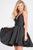 Jovani - JVN47315 Gorgeous V-Neck A-Line Satin Cocktail Dress - Black