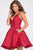 Jovani - JVN47315 Gorgeous V-Neck A-Line Satin Cocktail Dress - 1 pc Wine in Size 00 and 1 pc Black in Size 8 Available