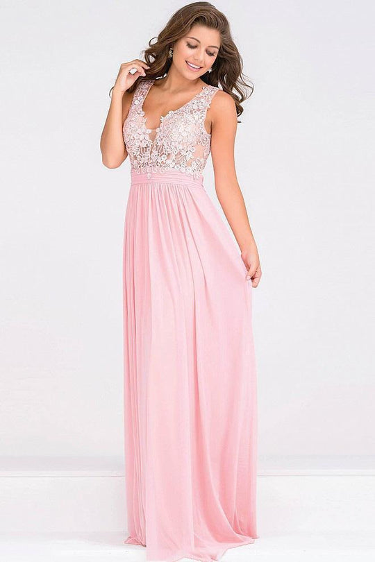 Empire Waist Plunging Neckline Mesh Dress JVN47791