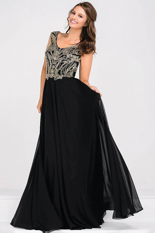 Cap Sleeve Chiffon Empire Waist Dress JVN47895