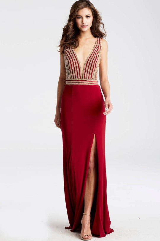 JVN51867 Embellished Jersey Sheath Dress