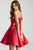 JVN53202 V-neck Taffeta A-line Dress