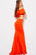JVN45164 Ruffled Panel Off Shoulder Two-Piece Gown