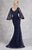 Janique - JQ1824 Angel Sleeved Lace Appliqued Evening Gown in Blue