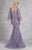 Janique - JQ1824 Angel Sleeved Lace Appliqued Evening Gown in Purple