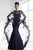 Janique - Elegant Beaded Sweetheart Floral Lace Mermaid Gown And Cape JQ3329 in Blue