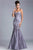Janique - Full Length Floral Strapless Sweetheart Lace And Satin Mermaid Evening Gown With Cape JQ3412 in Purple